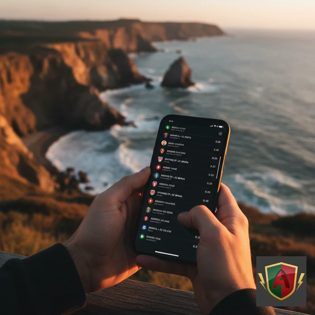 Utilizador a registar um palpite desportivo através de um smartphone.